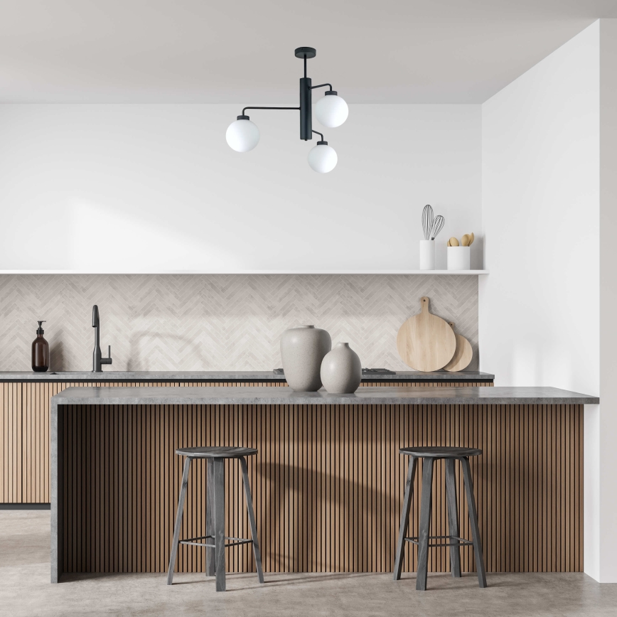 Candeeiro suspenso FLEX 3xE27/60W/230V preto/branco