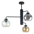 Candeeiro suspenso FLEX 3xE27/60W/230V preto/fumado preto/fumado bege/transparente