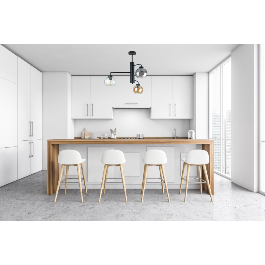 Candeeiro suspenso FLEX 3xE27/60W/230V preto/fumado preto/fumado bege/transparente