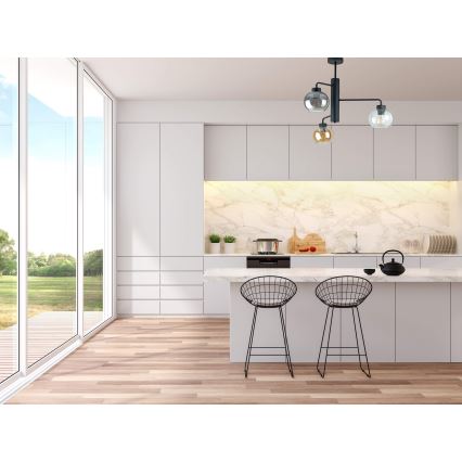 Candeeiro suspenso FLEX 3xE27/60W/230V preto/fumado preto/fumado bege/transparente