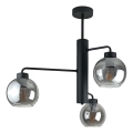 Candeeiro suspenso FLEX 3xE27/60W/230V preto/fumado preto