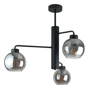 Candeeiro suspenso FLEX 3xE27/60W/230V preto/fumado preto