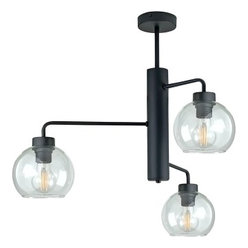 Candeeiro suspenso FLEX 3xE27/60W/230V preto/transparente