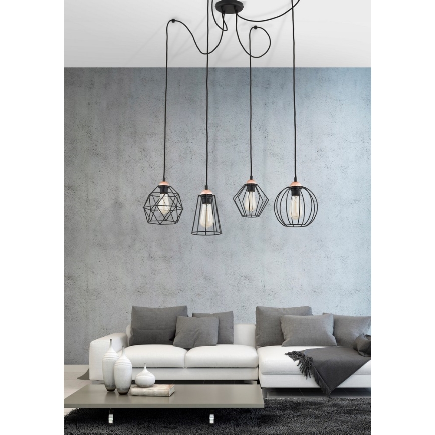 Candeeiro suspenso GALAXY 4xE27/60W/230V aranha