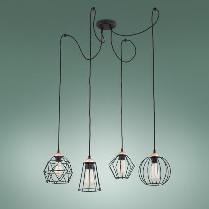 Candeeiro suspenso GALAXY 4xE27/60W/230V aranha