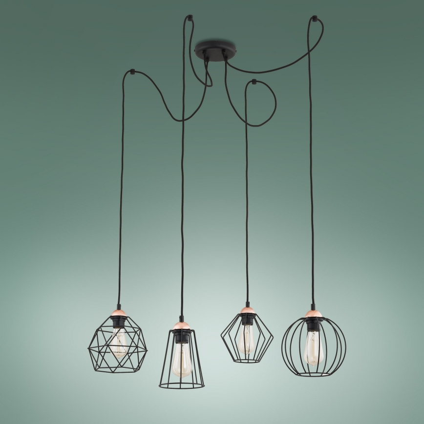 Candeeiro suspenso GALAXY 4xE27/60W/230V aranha