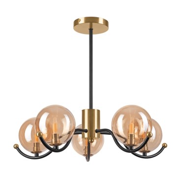 Candeeiro suspenso GEORGIA 5xG9/5W/230V dourado/fumado bege