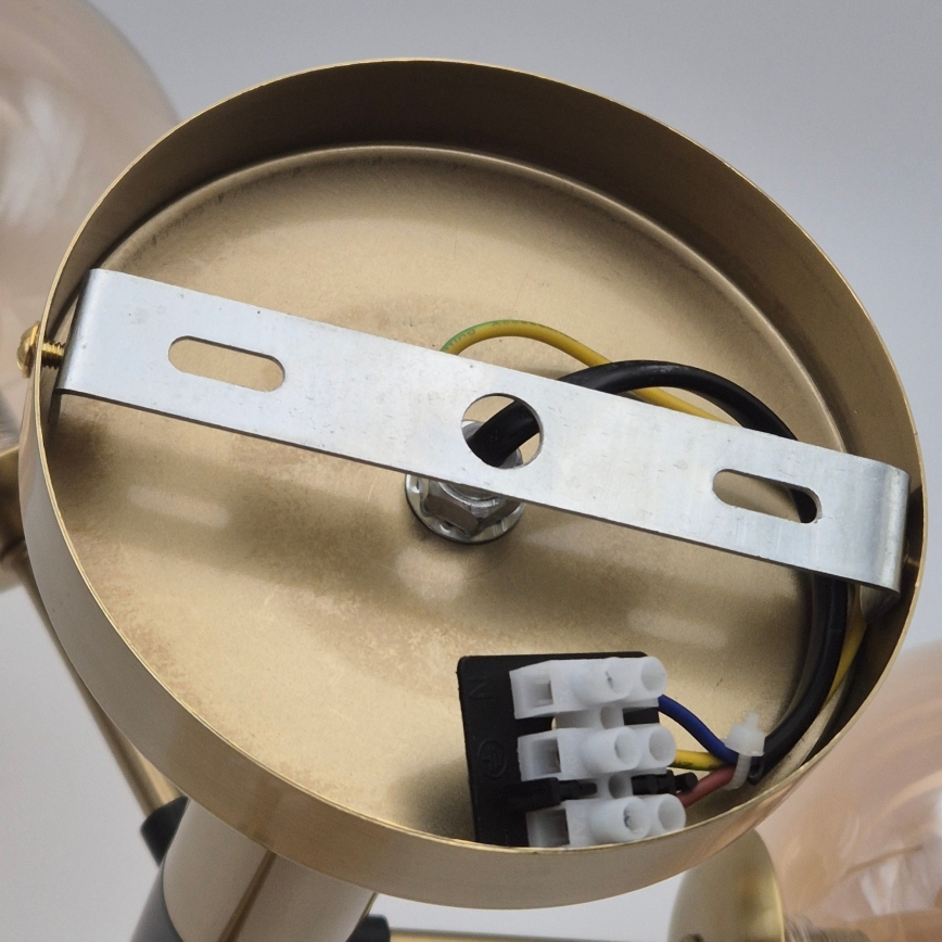 Candeeiro suspenso GEORGIA 7xE14/5W/230V dourado/fumado bege