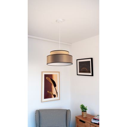 Candeeiro suspenso GRACE 1xE27/60W/230V diâmetro 40 cm bege/castanho