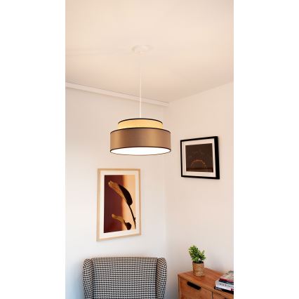 Candeeiro suspenso GRACE 1xE27/60W/230V diâmetro 40 cm bege/castanho