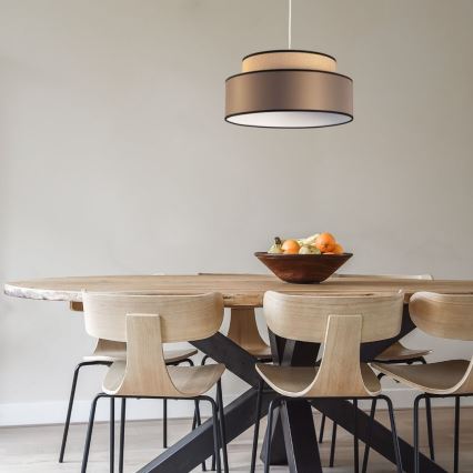 Candeeiro suspenso GRACE 1xE27/60W/230V diâmetro 40 cm bege/castanho