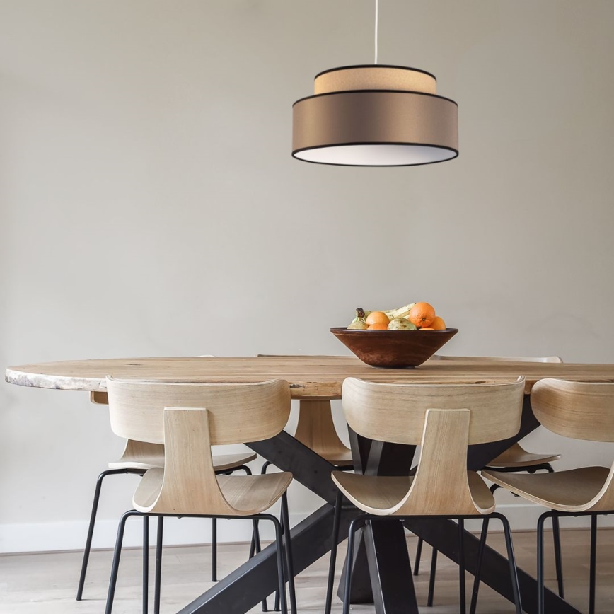 Candeeiro suspenso GRACE 1xE27/60W/230V diâmetro 40 cm bege/castanho
