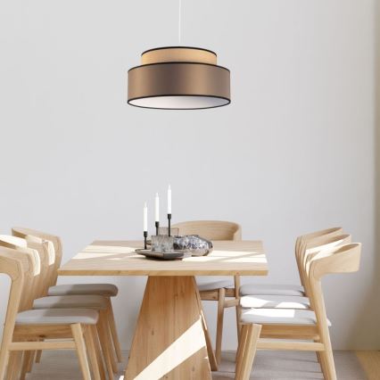 Candeeiro suspenso GRACE 1xE27/60W/230V diâmetro 40 cm bege/castanho