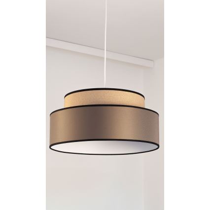 Candeeiro suspenso GRACE 1xE27/60W/230V diâmetro 40 cm bege/castanho