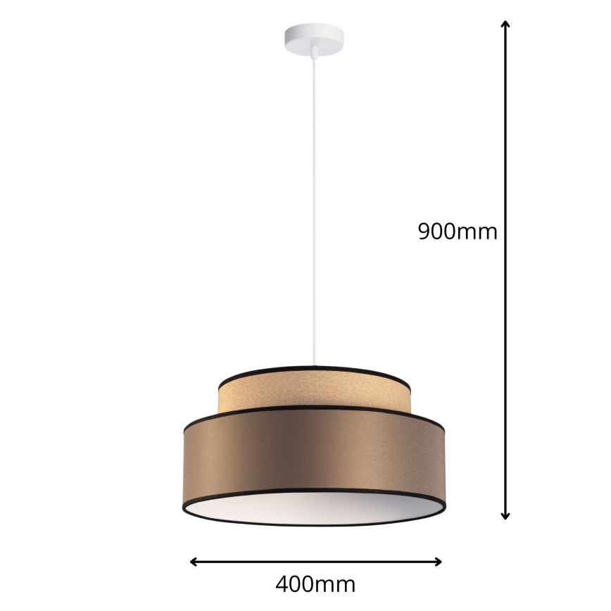 Candeeiro suspenso GRACE 1xE27/60W/230V diâmetro 40 cm bege/castanho