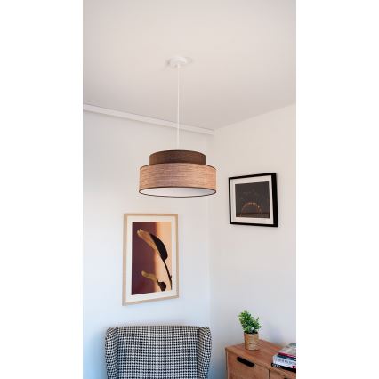 Candeeiro suspenso GRACE 1xE27/60W/230V diâmetro 40 cm castanho/bege