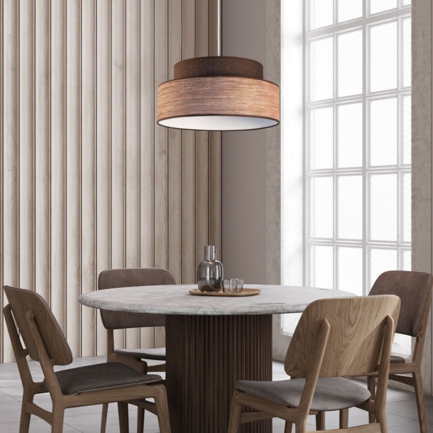 Candeeiro suspenso GRACE 1xE27/60W/230V diâmetro 40 cm castanho/bege