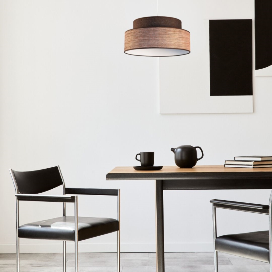 Candeeiro suspenso GRACE 1xE27/60W/230V diâmetro 40 cm castanho/bege