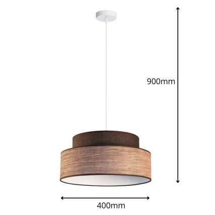 Candeeiro suspenso GRACE 1xE27/60W/230V diâmetro 40 cm castanho/bege