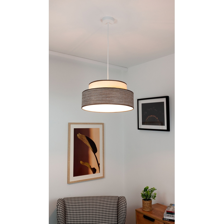 Candeeiro suspenso GRACE 1xE27/60W/230V diâmetro 40 cm creme/castanho