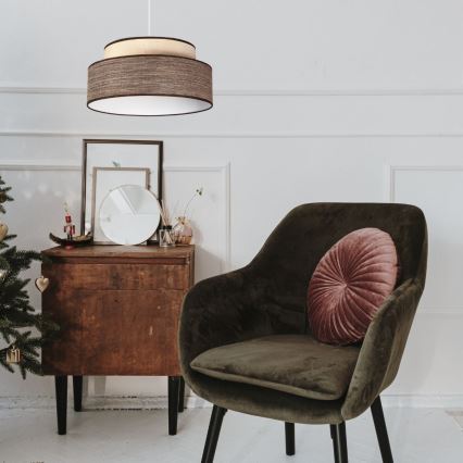 Candeeiro suspenso GRACE 1xE27/60W/230V diâmetro 40 cm creme/castanho