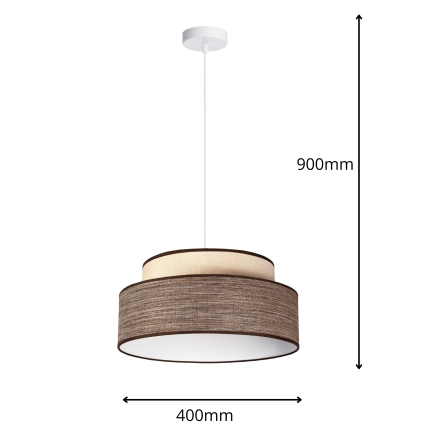 Candeeiro suspenso GRACE 1xE27/60W/230V diâmetro 40 cm creme/castanho