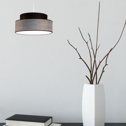 Candeeiro suspenso GRACE 1xE27/60W/230V diâmetro 40 cm preto/cinzento