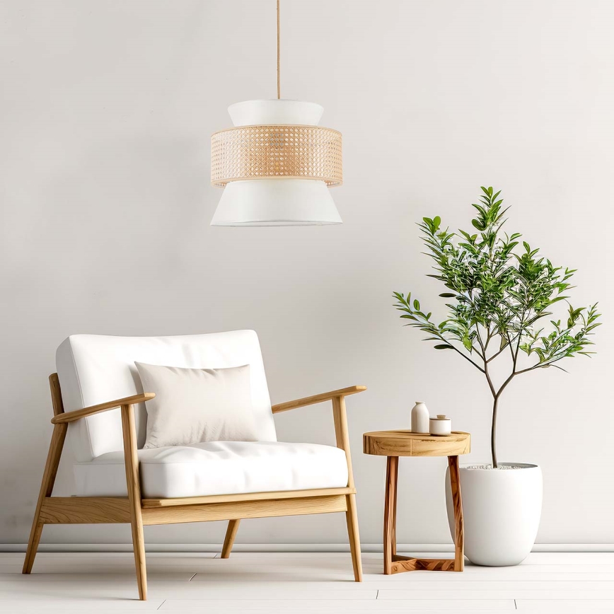 Candeeiro suspenso GRENADA 1xE27/20W/230V diâmetro 40 cm bege