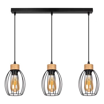 Candeeiro suspenso GUNNAR 3xE27/60W/230V carvalho