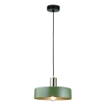 Candeeiro suspenso HAKI 1xE27/60W/230V verde/preto/cromado brilhante