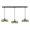 Candeeiro suspenso HAKI 3xE27/60W/230V verde/preto/cromado brilhante
