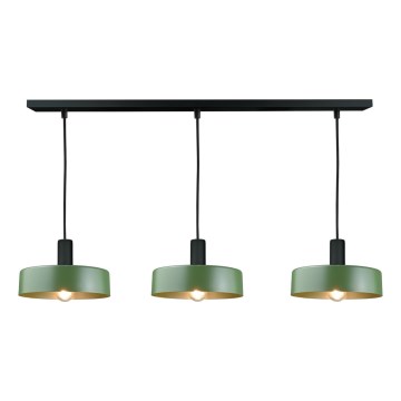 Candeeiro suspenso HAKI 3xE27/60W/230V verde/preto