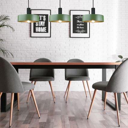 Candeeiro suspenso HAKI 3xE27/60W/230V verde/preto