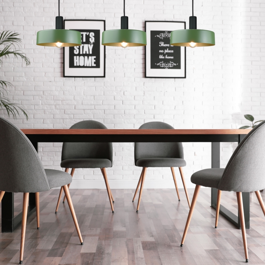 Candeeiro suspenso HAKI 3xE27/60W/230V verde/preto