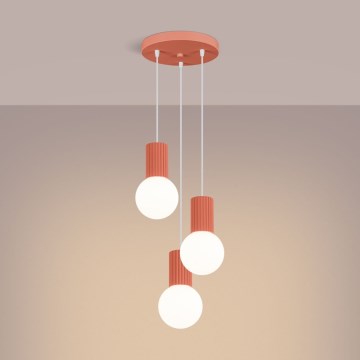 Candeeiro suspenso HALO 3xG9/8W/230V diâmetro 25 cm rosa