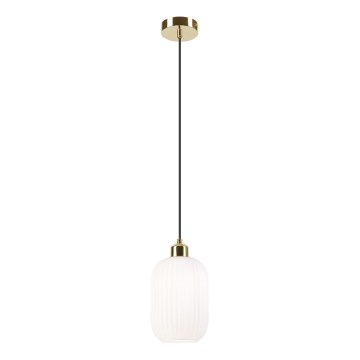 Candeeiro suspenso HARMA 1xE27/15W/230V diâmetro 14 cm branco/dourado
