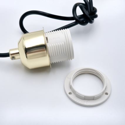 Candeeiro suspenso HARMA 1xE27/15W/230V diâmetro 14 cm branco/dourado