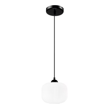 Candeeiro suspenso HARMA 1xE27/15W/230V diâmetro 20 cm branco/preto