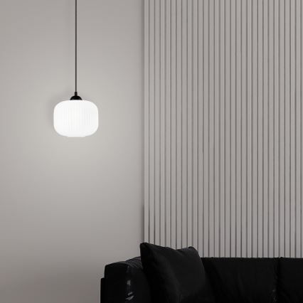 Candeeiro suspenso HARMA 1xE27/15W/230V diâmetro 20 cm branco/preto