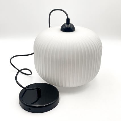 Candeeiro suspenso HARMA 1xE27/15W/230V diâmetro 20 cm branco/preto