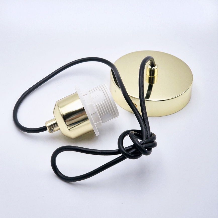 Candeeiro suspenso HARMA 1xE27/15W/230V diâmetro 25 cm branco/dourado