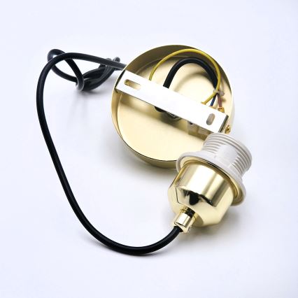 Candeeiro suspenso HARMA 1xE27/15W/230V diâmetro 25 cm branco/dourado