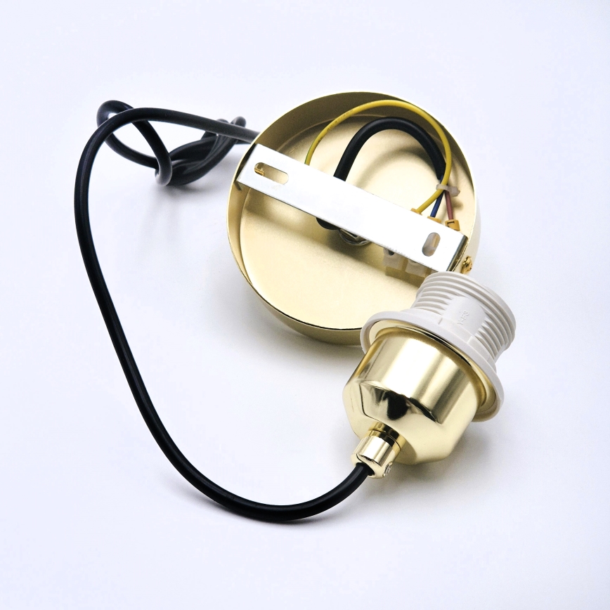 Candeeiro suspenso HARMA 1xE27/15W/230V diâmetro 25 cm branco/dourado