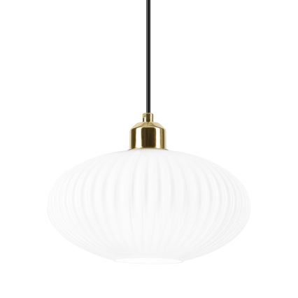 Candeeiro suspenso HARMA 1xE27/15W/230V diâmetro 25 cm branco/dourado
