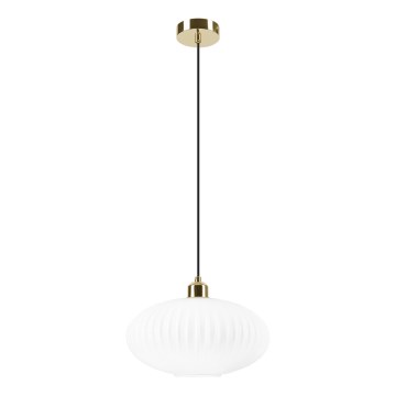 Candeeiro suspenso HARMA 1xE27/15W/230V diâmetro 30 cm branco/dourado