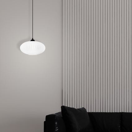 Candeeiro suspenso HARMA 1xE27/15W/230V diâmetro 30 cm branco/preto