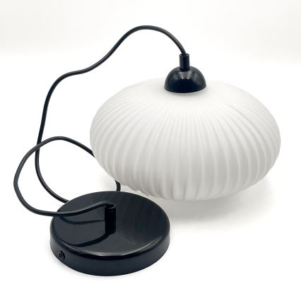 Candeeiro suspenso HARMA 1xE27/15W/230V diâmetro 30 cm branco/preto