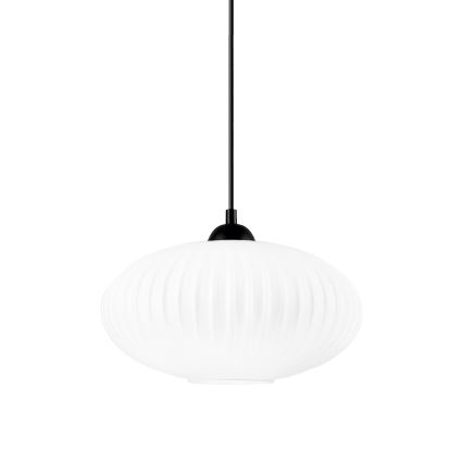 Candeeiro suspenso HARMA 1xE27/15W/230V diâmetro 30 cm branco/preto