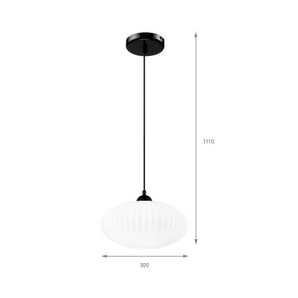 Candeeiro suspenso HARMA 1xE27/15W/230V diâmetro 30 cm branco/preto