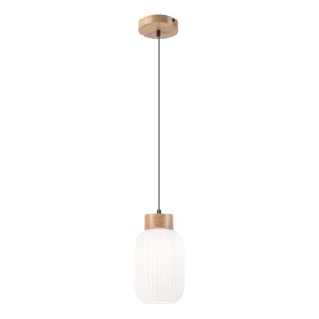 Candeeiro suspenso HARMONY 1xE27/15W/230V diâmetro 14 cm branco/carvalho